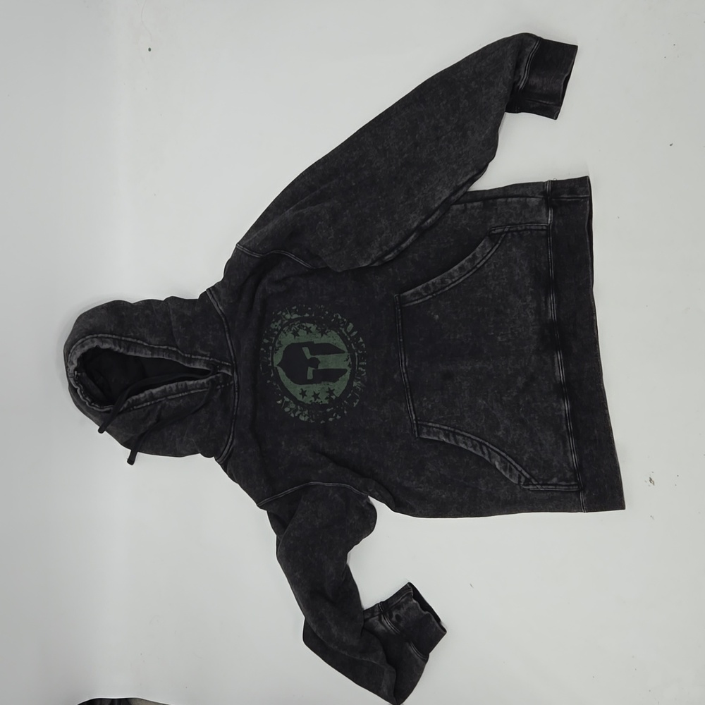 Spartan distressed faded hoodie small black and green